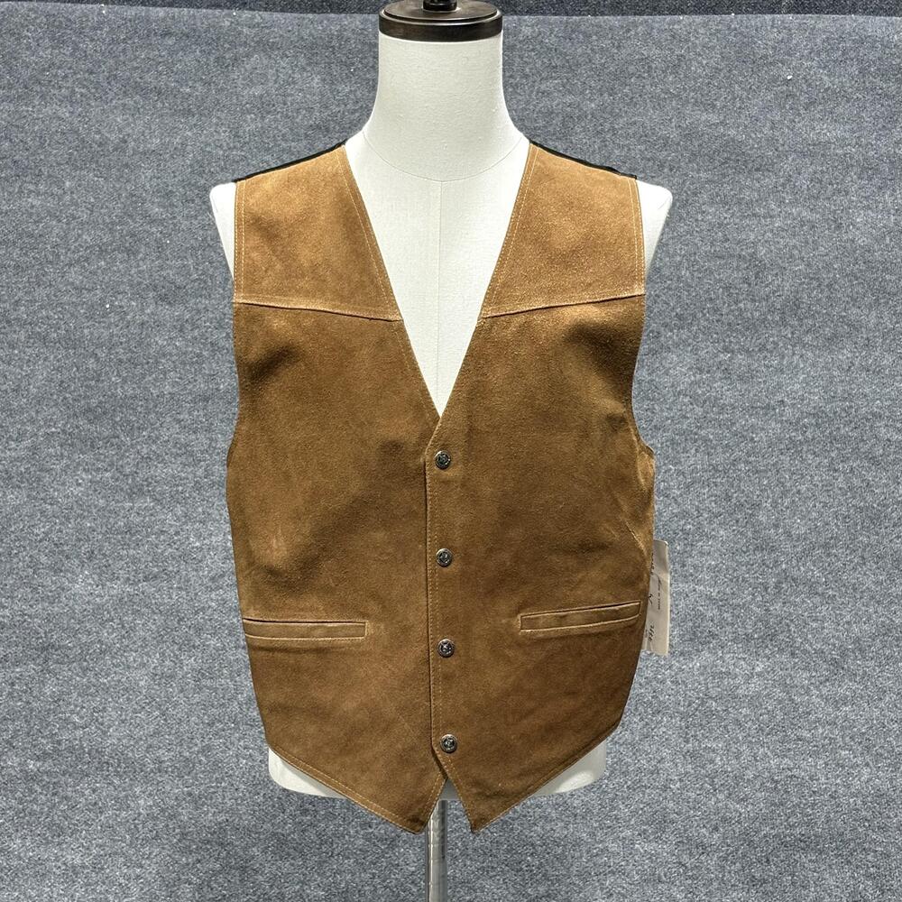 Paragraff Suede Leather Vest Mens Medium Brown Southwestern Cowboy Western